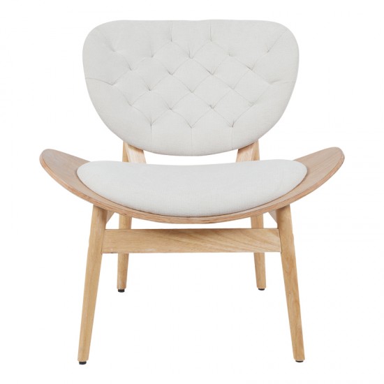 Πολυθρόνα Udalle pakoworld ξύλο σε φυσική απόχρωση με μπεζ ύφασμα 77x70x81εκ