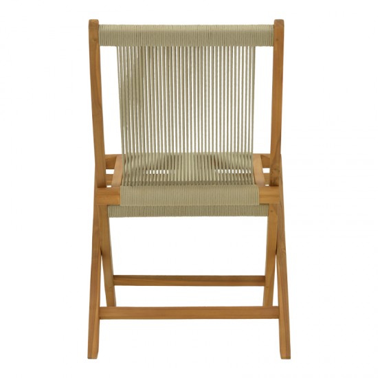 Καρέκλα Banou pakoworld πτυσσόμενη teak ξύλο και pe σχοινί σε φυσική απόχρωση 52.5x56x89εκ