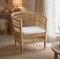 Πολυθρόνα Necorian paakoworld teak ξύλο με pe rattan σε φυσική απόχρωση και λευκό μαξιλάρι 80x70x87εκ