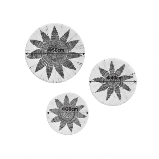 Διακοσμητικό τοίχου Circy Inart σετ 3 τεμ ψάθα σε μαύρη-μπεζ απόχρωση