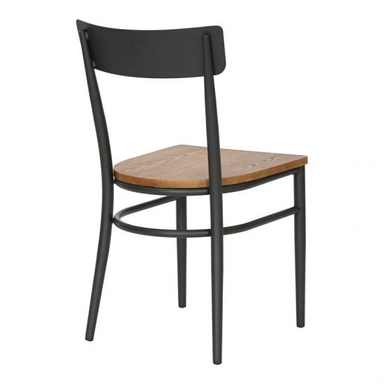 Καρέκλα Zerca pakoworld σκελετός ανθρακί μέταλλο με rubberwood σε φυσική απόχρωση 49x44x82εκ