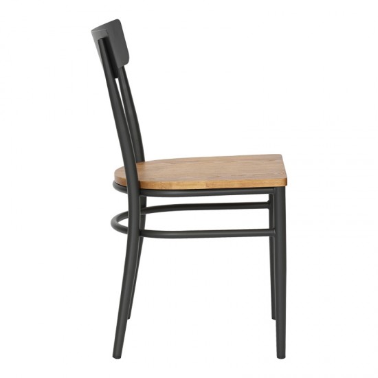 Καρέκλα Zerca pakoworld σκελετός ανθρακί μέταλλο με rubberwood σε φυσική απόχρωση 49x44x82εκ