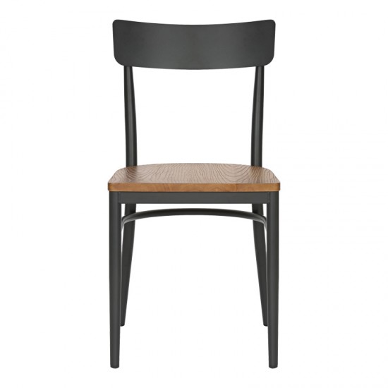 Καρέκλα Zerca pakoworld σκελετός ανθρακί μέταλλο με rubberwood σε φυσική απόχρωση 49x44x82εκ