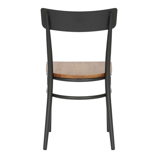 Καρέκλα Zerca pakoworld σκελετός ανθρακί μέταλλο με rubberwood σε φυσική απόχρωση 49x44x82εκ