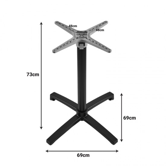 Βάση τραπεζιού Levo pakoworld πτυσσόμενη μεταλλική σε μαύρη απόχρωση 69x69x73εκ
