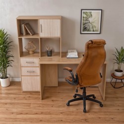 Γραφείο με βιβλιοθήκη Scarlet pakoworld σε sonoma-λευκή απόχρωση 161x60x150εκ