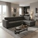 Γωνιακός καναπές αριστερή γωνία Camile pakoworld ύφασμα σε ανθρακί απόχρωση 270x174x95εκ