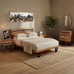 Σετ κρεβατοκάμαρας Imena pakoworld 4τεμ μασίφ ξύλο 160x200εκ