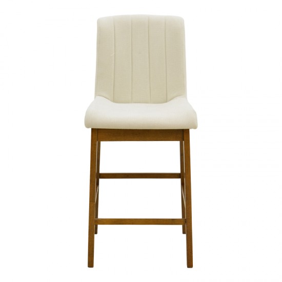 Σκαμπό μπαρ Dalby pakoworld καρυδί rubberwood και εκρού ύφασμα 50x45x102,5εκ
