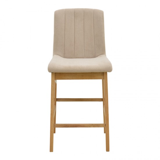 Σκαμπό μπαρ Dalby pakoworld sonoma rubberwood και μπεζ ύφασμα 50x45x102,5εκ