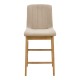 Σκαμπό μπαρ Dalby pakoworld sonoma rubberwood και μπεζ ύφασμα 50x45x102,5εκ