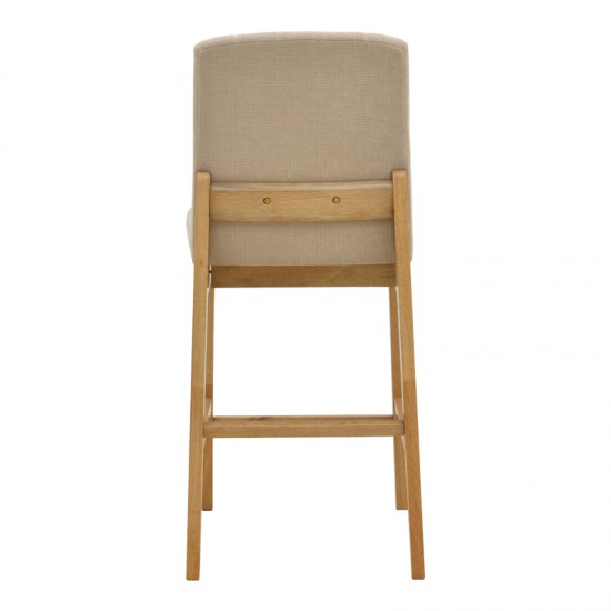 Σκαμπό μπαρ Dalby pakoworld sonoma rubberwood και μπεζ ύφασμα 50x45x102,5εκ