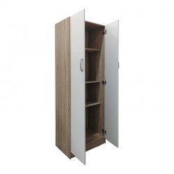 Ντουλάπα δίφυλλη Athos pakoworld σε sonoma-λευκή απόχρωση 60x42x180εκ