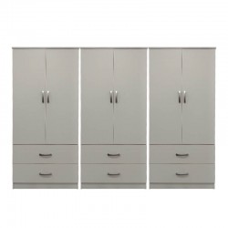 Ντουλάπα εξάφυλλη με συρτάρια Athos pakoworld λευκή 240x42x180εκ