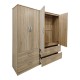 Ντουλάπα τετράφυλλη με συρτάρια Athos pakoworld sonoma 160x42x180εκ