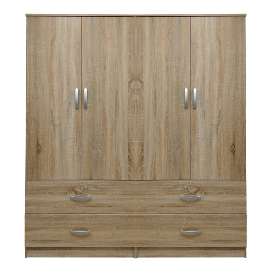Ντουλάπα τετράφυλλη με συρτάρια Athos pakoworld sonoma 160x42x180εκ