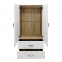 Ντουλάπα εξάφυλλη Athos I pakoworld sonoma-λευκό 240x42x180εκ