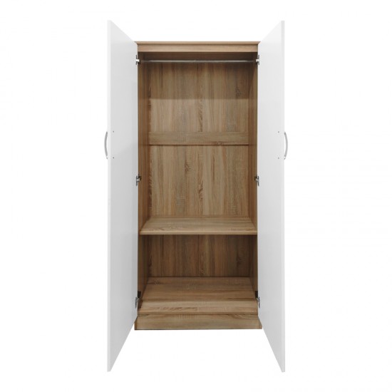 Ντουλάπα εξάφυλλη Athos ΙΙ pakoworld sonoma-λευκή 240x42x180εκ