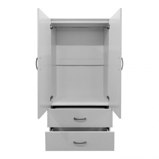 Ντουλάπα εξάφυλλη με πατάρι Athos pakoworld λευκή 240x42x240εκ