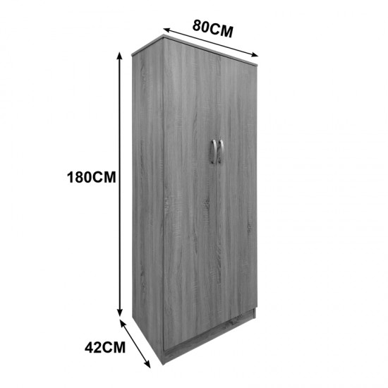 Ντουλάπα εξάφυλλη με πατάρι Athos ΙΙ pakoworld λευκή 240x42x240εκ