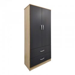 Ντουλάπα εξάφυλλη Athos pakoworld sonoma-ανθρακί 240x42x180εκ