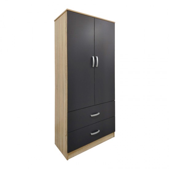 Ντουλάπα πεντάφυλλη Athos pakoworld sonoma-ανθρακί 170x42x180εκ