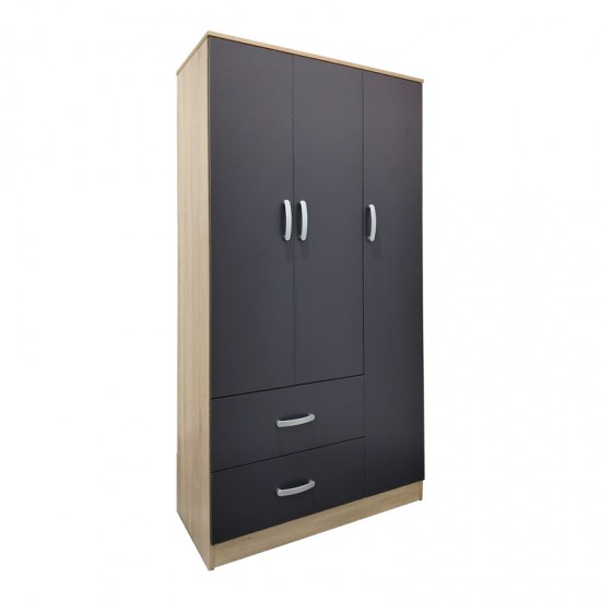 Ντουλάπα πεντάφυλλη Athos I pakoworld sonoma-ανθρακί 170x42x180εκ