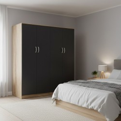 Ντουλάπα τετράφυλλη Athos Ι pakoworld sonoma-ανθρακί 160x42x180εκ