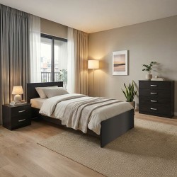 Σετ Κρεβατοκάμαρας Athos Wenge με Κρεβάτι 90x190εκ Σετ 3τεμ