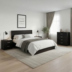 Σετ Κρεβατοκάμαρας Athos Wenge με Κρεβάτι 140x200εκ Σετ 4τεμ