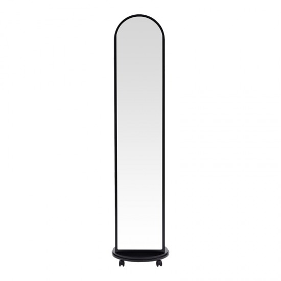 Καθρέπτης τροχήλατος Espero pakoworld mdf με ράφια σε μαύρη απόχρωση Φ34x170εκ