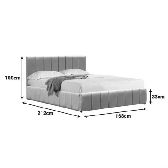 Κρεβάτι Snuggle pakoworld με αποθηκευτικό χώρο βελούδο γκρι 160x200εκ