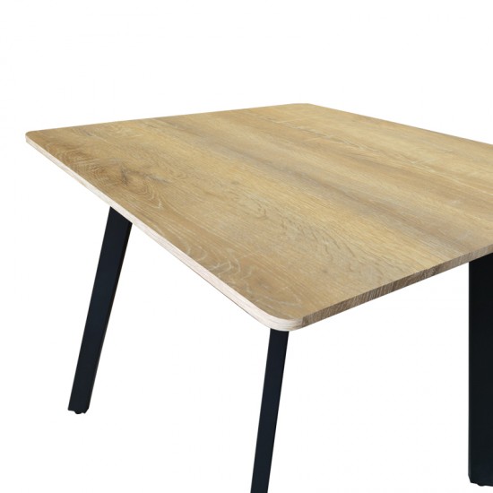Τραπέζι Squaro pakoworld sonoma mdf με μαύρα μεταλλικά πόδια 80x80x75εκ