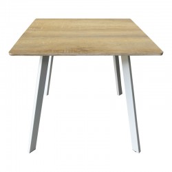 Τραπέζι Squaro pakoworld sonoma mdf με λευκά μεταλλικά πόδια 80x80x75εκ