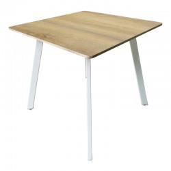Τραπέζι Squaro pakoworld sonoma mdf με λευκά μεταλλικά πόδια 80x80x75εκ