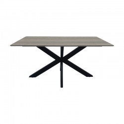 Τραπέζι Bethan pakoworld sonoma με γκρι mdf και μαύρο μέταλλο 160x80x75εκ