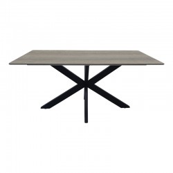 Τραπέζι Bethan pakoworld sonoma με γκρι mdf και μαύρο μέταλλο 180x90x75εκ