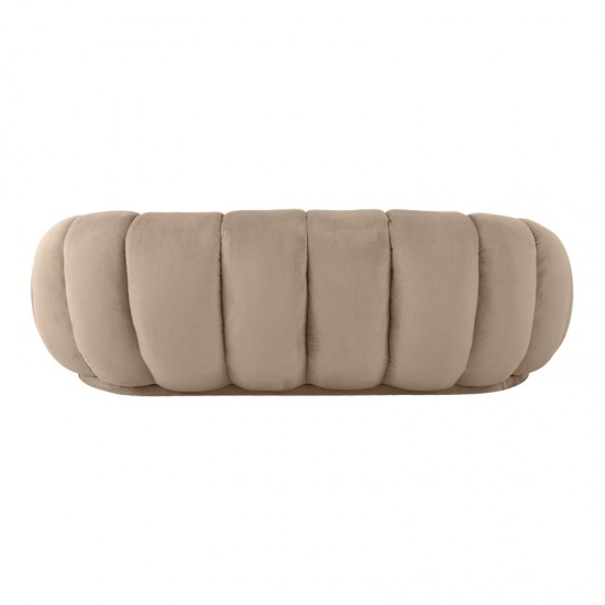 Καναπές Embrace pakoworld βελούδο σε γκρι μπεζ απόχρωση 180x105x65εκ