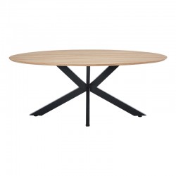 Τραπέζι Makrey pakoworld sonoma mdf- μαύρα μεταλλικά πόδια 180x90x75εκ