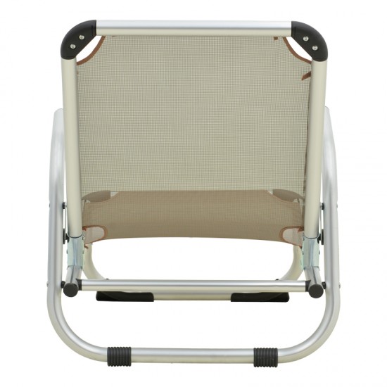 Καρεκλάκι παραλίας Playa pakoworld βαρέως τύπου με ψηλή πλάτη αλουμίνιο-textilene σε σαμπανί 54x72x63εκ