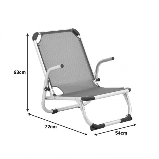 Καρεκλάκι παραλίας Playa pakoworld βαρέως τύπου με ψηλή πλάτη αλουμίνιο-textilene σε σαμπανί 54x72x63εκ