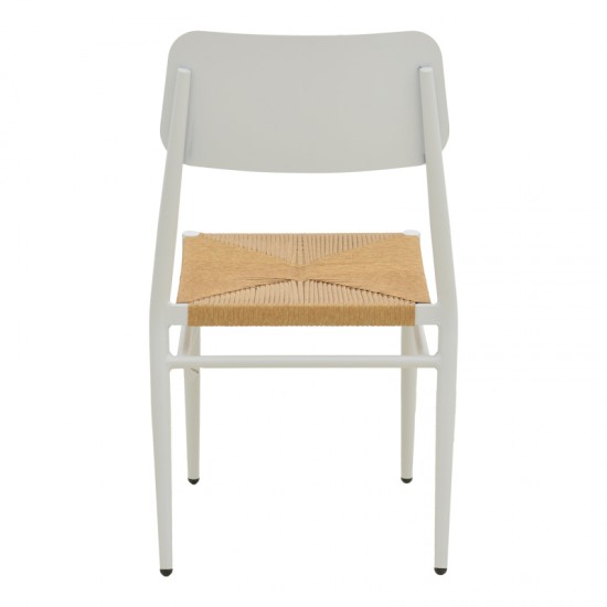 Καρέκλα Giardino pakoworld στοιβαζόμενη αλουμίνιο σε λευκή -pe rattan σε φυσική απόχρωση 45x56x82εκ