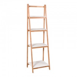 Ραφιέρα δαπέδου Benwen pakoworld πτυσσόμενη rubberwood-mdf σε λευκή-φυσική απόχρωση 42x34.5x140εκ