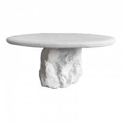 Τραπέζι σαλονιού Zinol pakoworld mdf-polyresin λευκό Φ80x36εκ