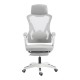 Καρέκλα γραφείου διευθυντή με υποπόδιο Meton pakoworld λευκό - mesh γκρι 48x60x118-128εκ