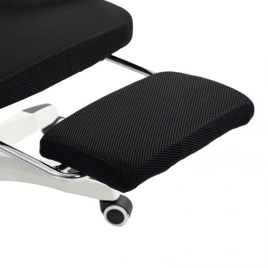 Καρέκλα γραφείου διευθυντή με υποπόδιο Meton pakoworld λευκό - mesh μαύρο 48x60x118-128εκ