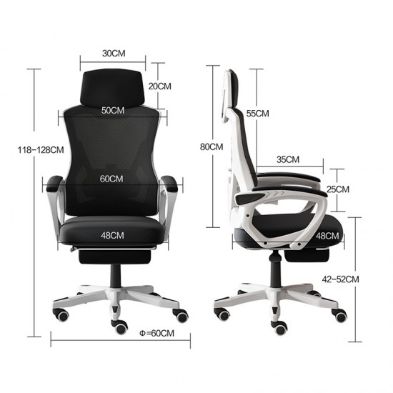 Καρέκλα γραφείου διευθυντή με υποπόδιο Meton pakoworld λευκό - mesh μαύρο 48x60x118-128εκ