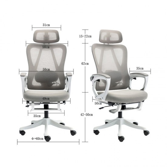 Καρέκλα γραφείου διευθυντή Exeter pakoworld λευκή - mesh γκρι 50x58x119-129εκ