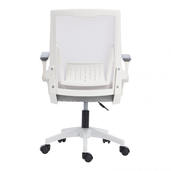 Καρέκλα γραφείου εργασίας Penza pakoworld λευκή - mesh γκρι 48x58x92-102εκ