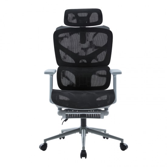 Καρέκλα γραφείου διευθυντη Vigo pakoworld γκρι- mesh μαύρο 52x70x118-124εκ